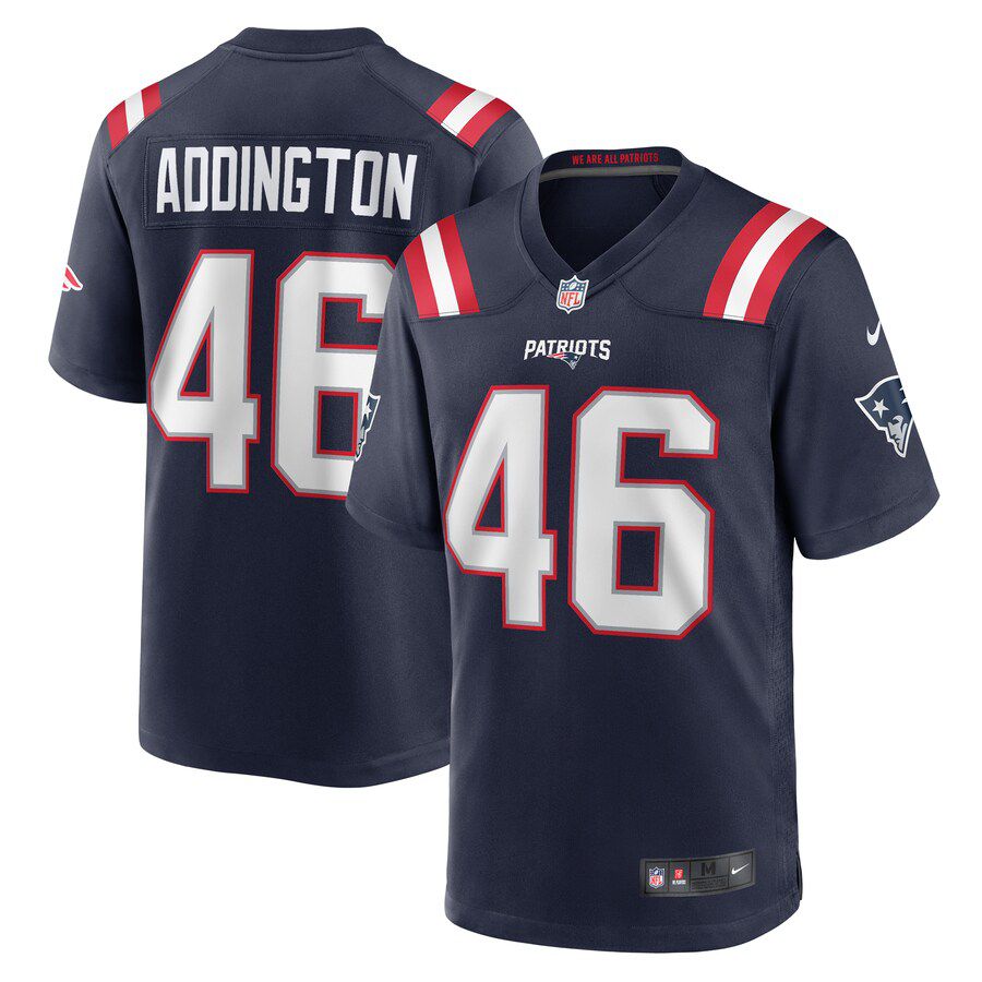 Men New England Patriots 46 Tucker Addington Nike Navy Home Game Player NFL Jersey